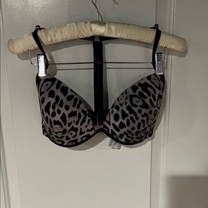 Victoria's Secret Black and Gray Animal Print Bra